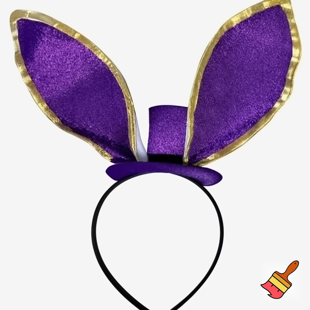 Easter bunny top hat headband, purple, purple and white with gold