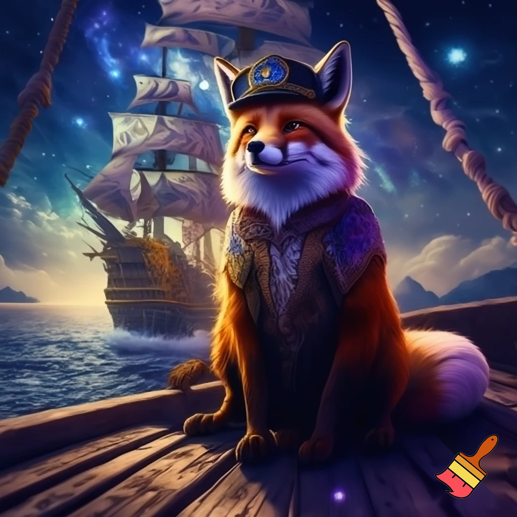 Fantasi ræv der sidder på et skib
