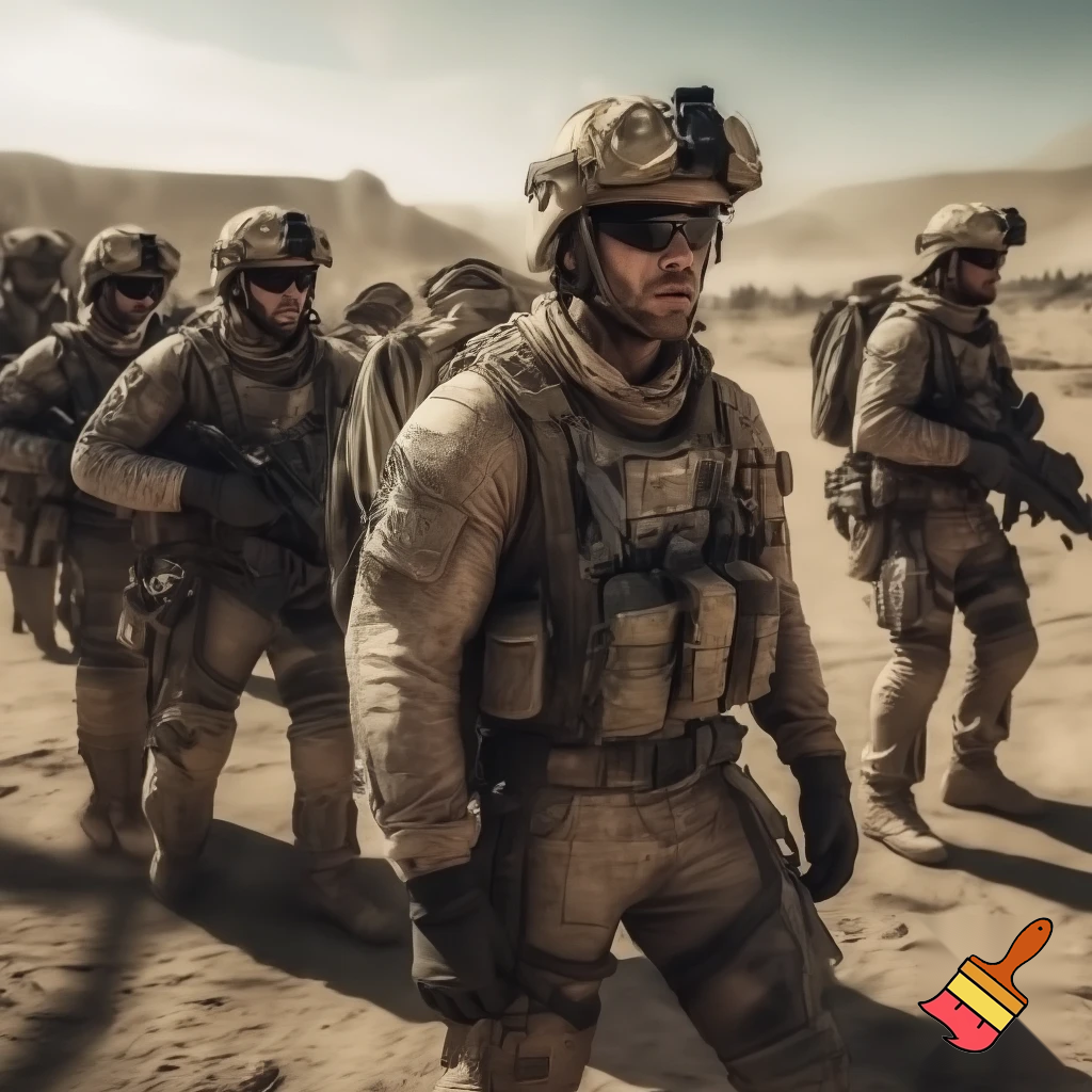 crea immagine fotorealistica gruppo di soldati