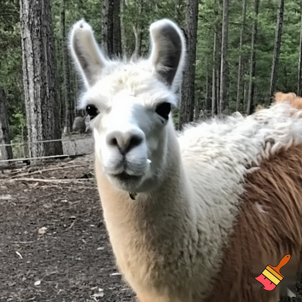 A hybird real life llama + girffe + hawk + moose forset back mountain on