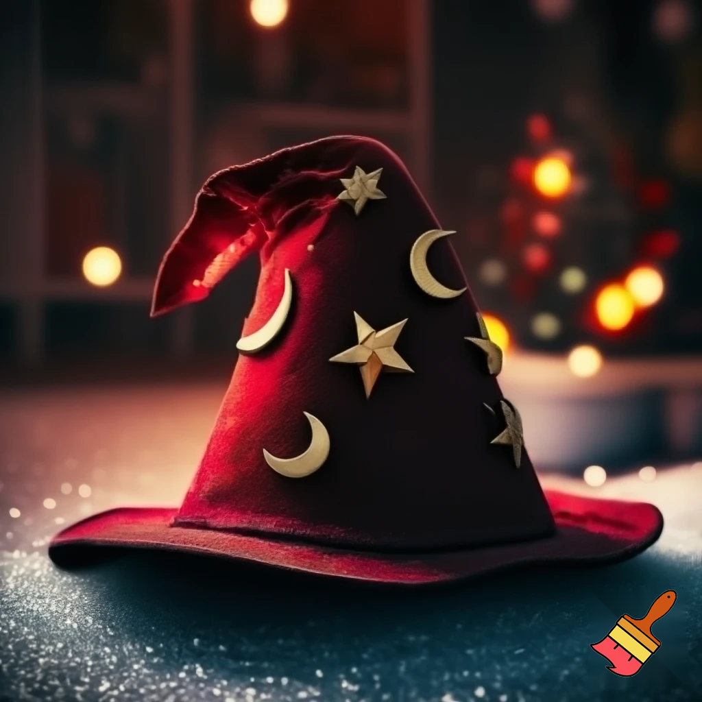 Christmas wizard hat stars and means read a Christmas hat