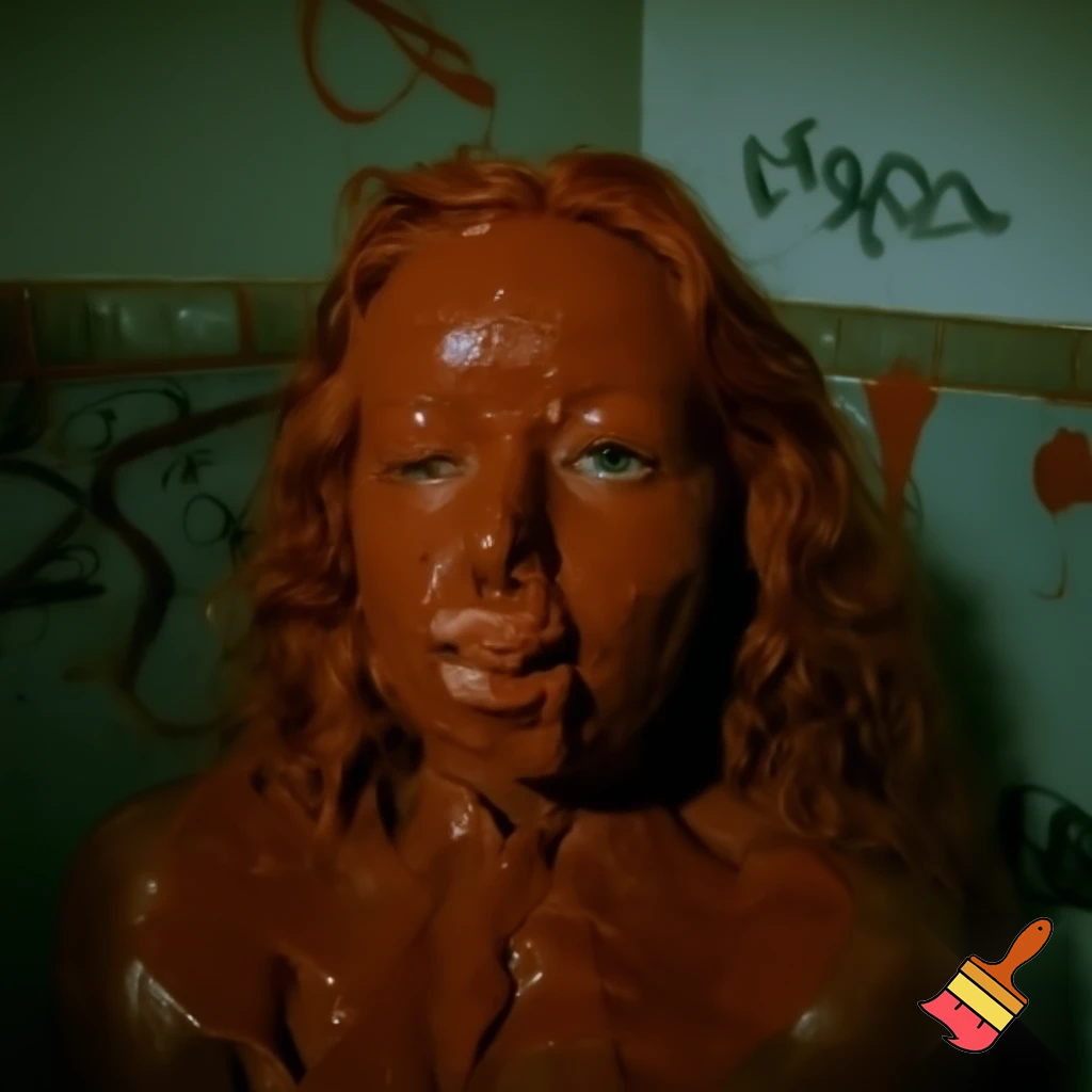 Whimsical free spirit, drenched in rich, velvety chocolate, locks lips with her quirky, rough-around-the-edges counterpart in a grimy, graffiti-covered bathroom