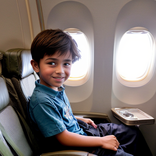 a boy catch an airplain the fly with it 
