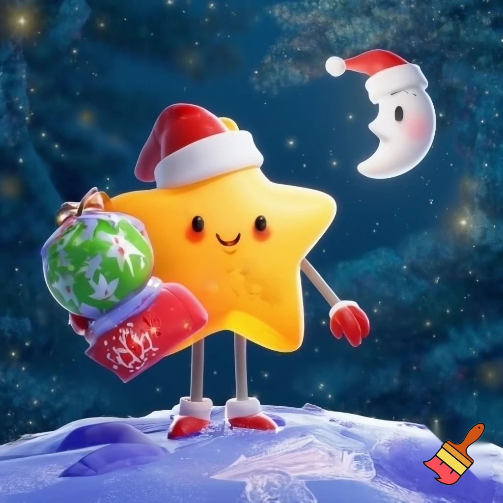 Star and the moon christmas cartoon