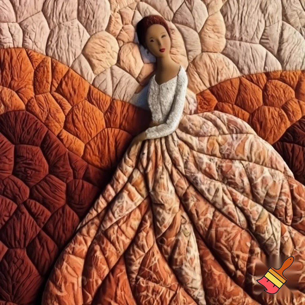 Quilted artwork of lady in a dress