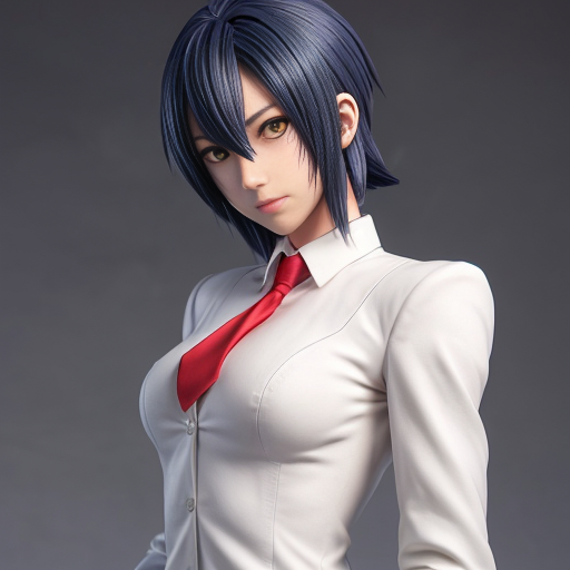 Haruka Sakura from Wind Breaker anime, male character, upper body portrait, serious and silent expression, battle-ready stance with slightly turned shoulders, hair short, straight with slight waves at ends, left side hair white, right side hair black, hair slightly messy and flowing with motion, heterochromia eyes: left eye gold, right eye dark blue, sharp and focused gaze, natural anime skin tone, wearing standard Furin High School uniform with small tears and battle damage details, white shirt slightly rumpled, navy blazer with emblem, red necktie, hands clenched and ready for combat, anime-style gloves on hands, dynamic pose suggesting imminent action, subtle motion lines for movement, simple light-colored background, clean and sharp anime line art, vibrant and saturated anime colors, realistic shadows and highlights on hair and clothing, determined and calm demeanor, slight wind effect making hair and tie move, upper body emphasis showing shoulders and chest area clearly, faithful to original character design, intense and focused aura.