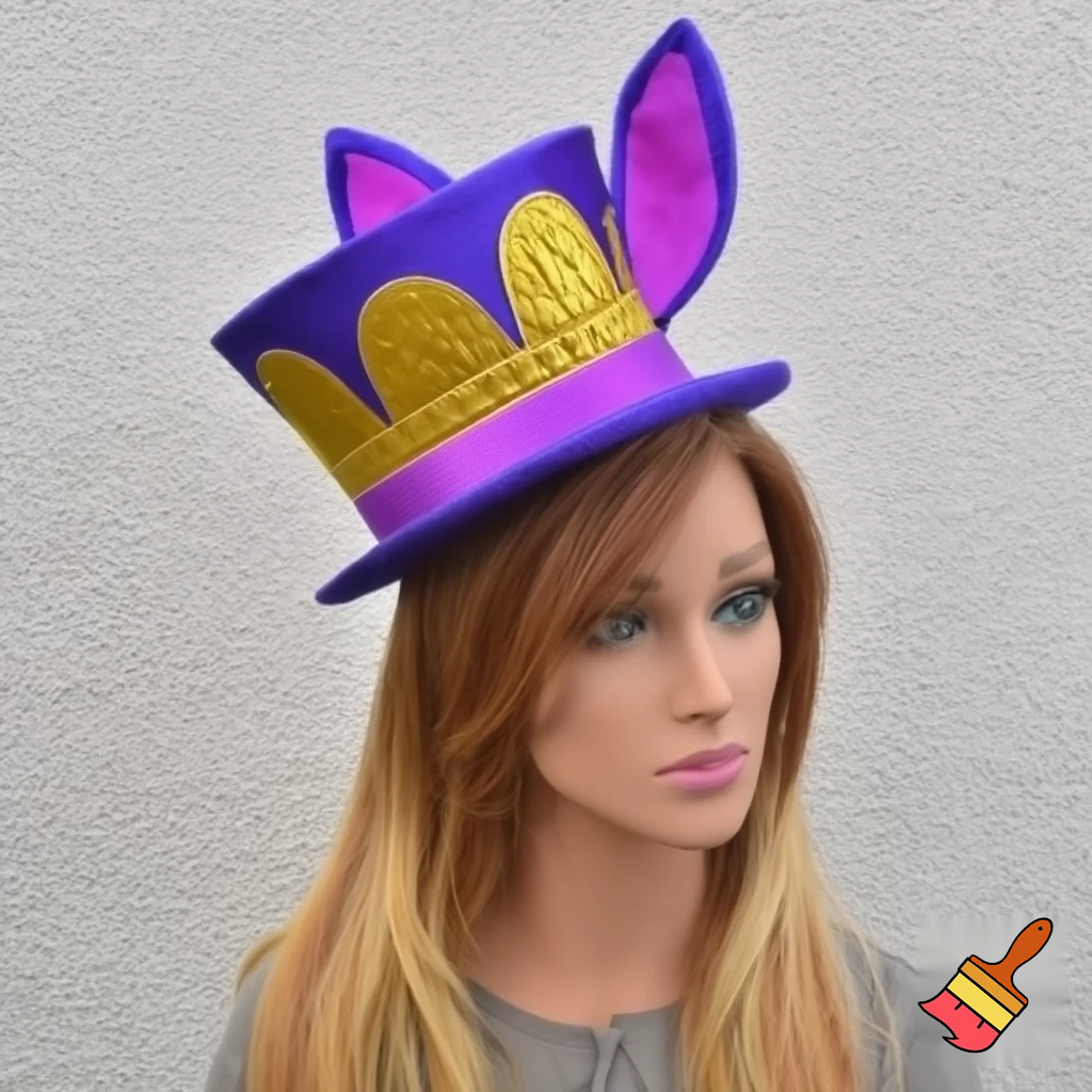 Easter bunny top hat, Easter balcony headband, purple and gold headband top hat