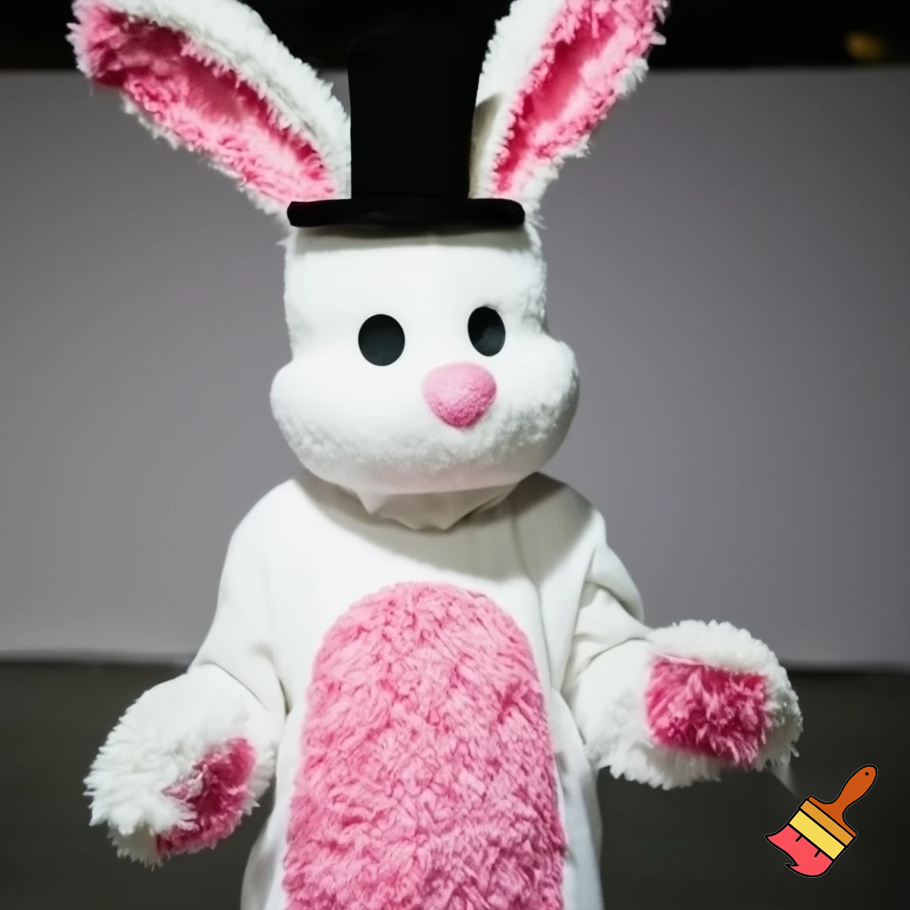  Mascot costume Easter bunny costume top hat pink and white