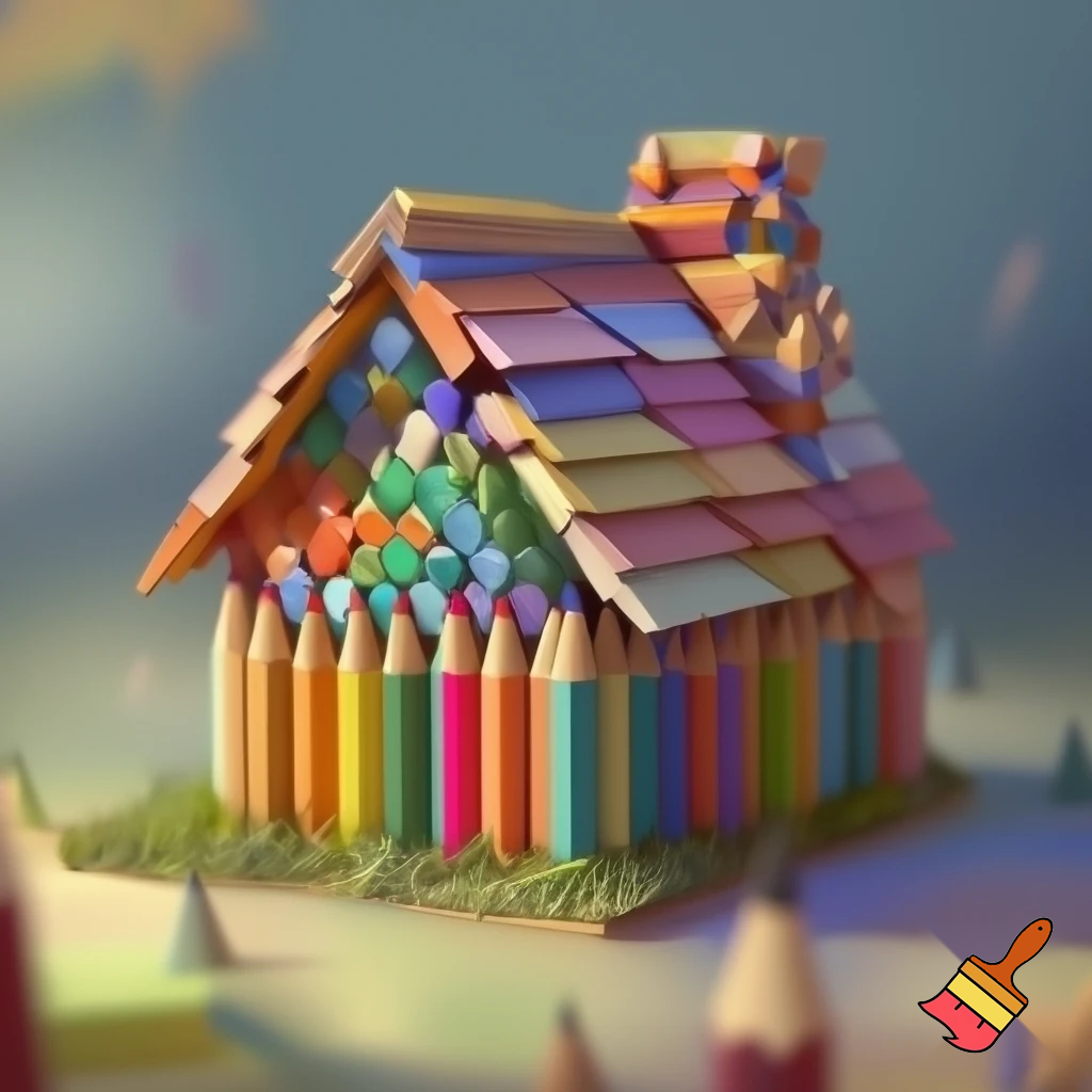 A house made out of color pencils
