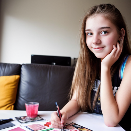 Make a picture of a 18 year old, rich girl