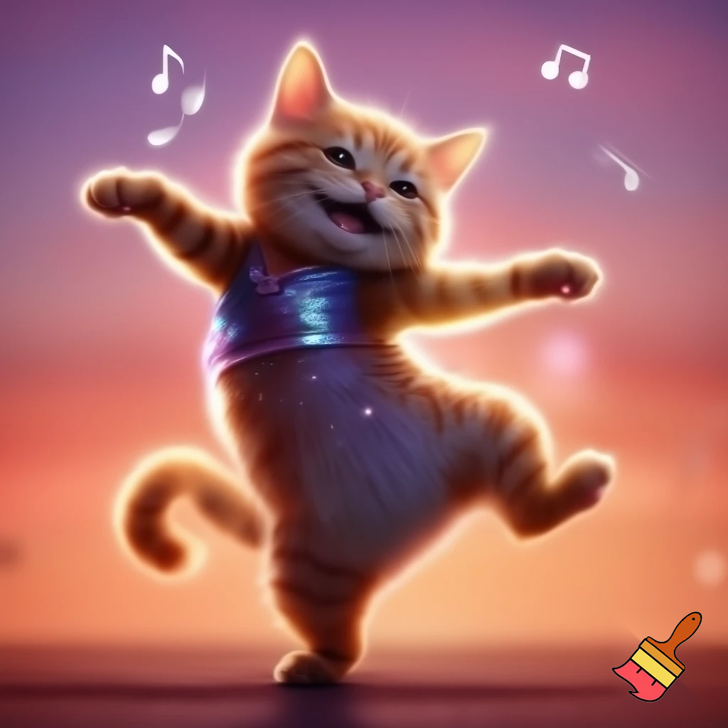 cat standing up dancing
