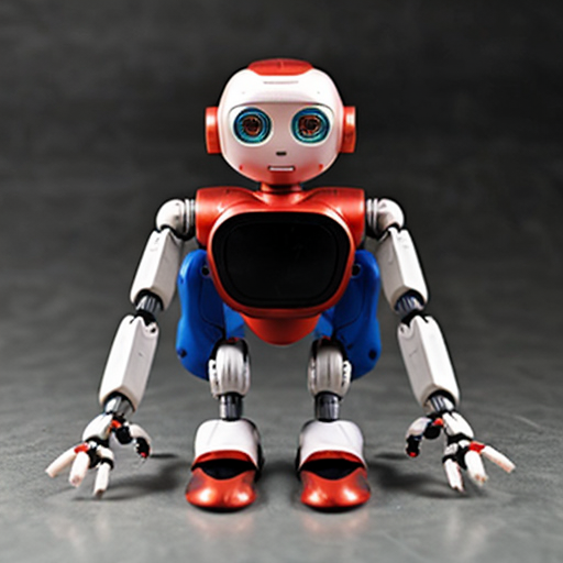 Small humanoid robot with visible toy-like joints (ball joints like an action figure).