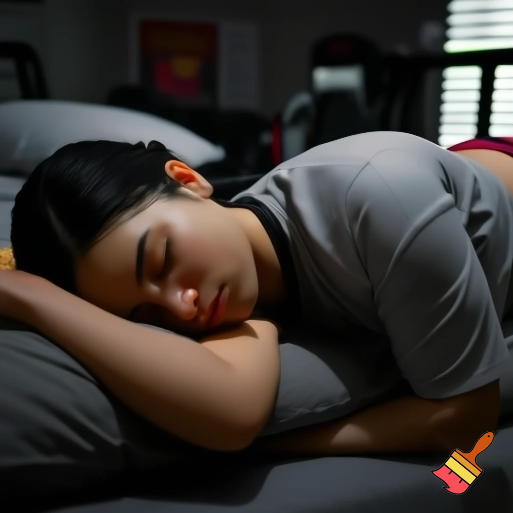 Just dance coach sleeps on the bed