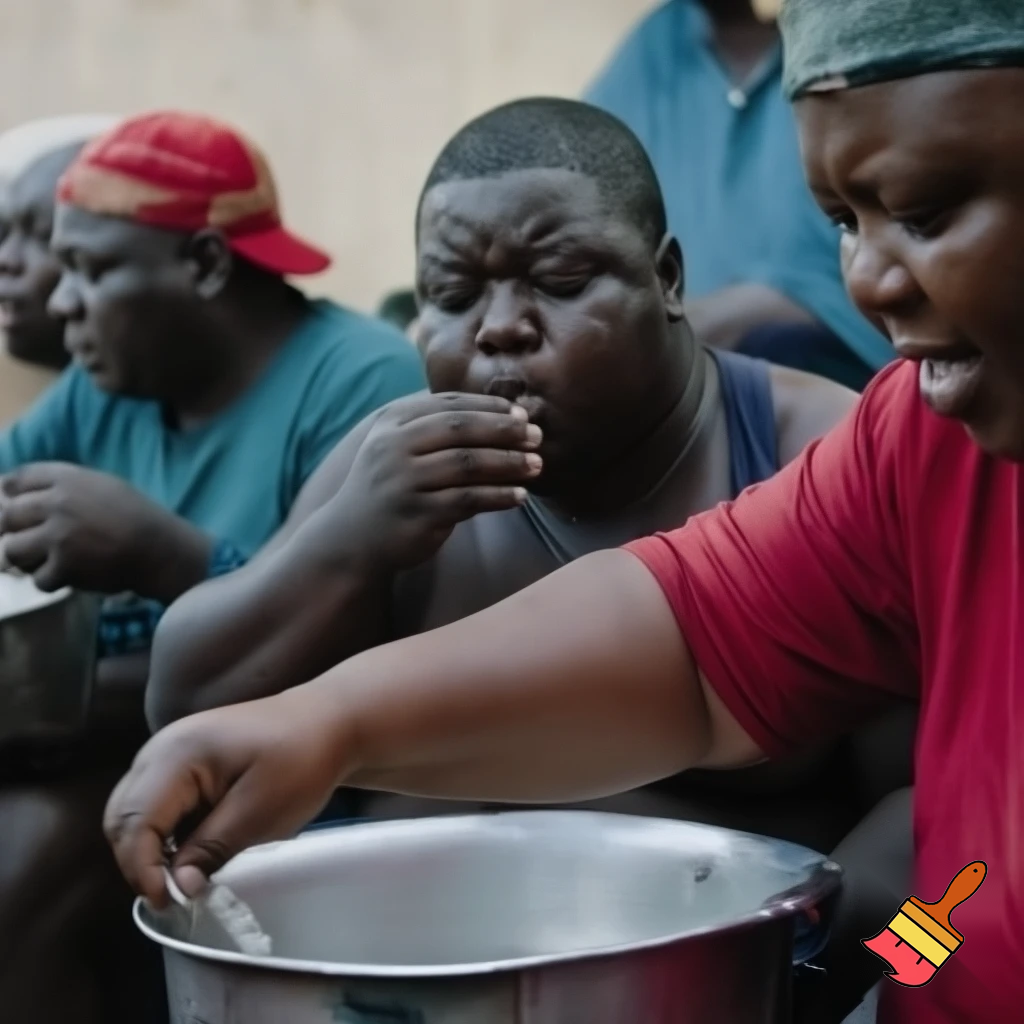 fat black people eating watermenon