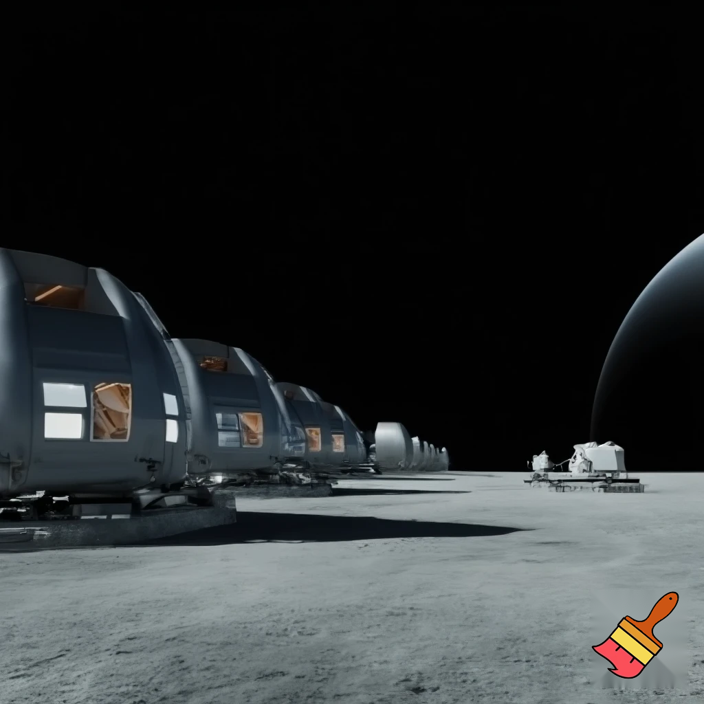 Hazme una imagen de una colonia espacial en la Luna