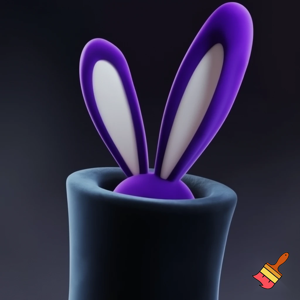 Black top hat with bunny ears velvet white and purple purple and white