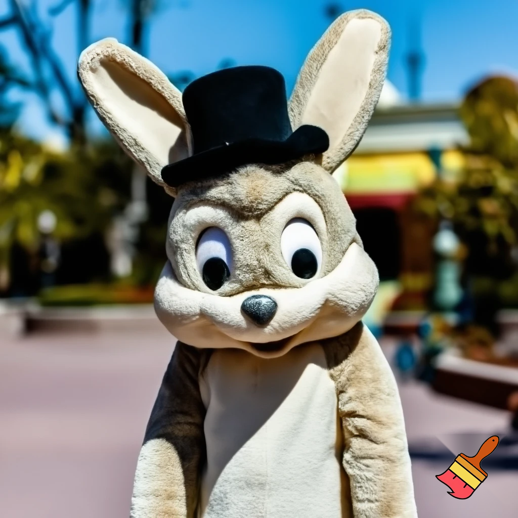 Easter bunny mascot Disneyland costume with the top hat Australia 
