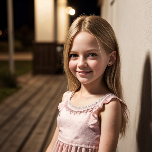 finnish little girl at night dress, very beautiful and eager, long blonde hair, mom at background, close up