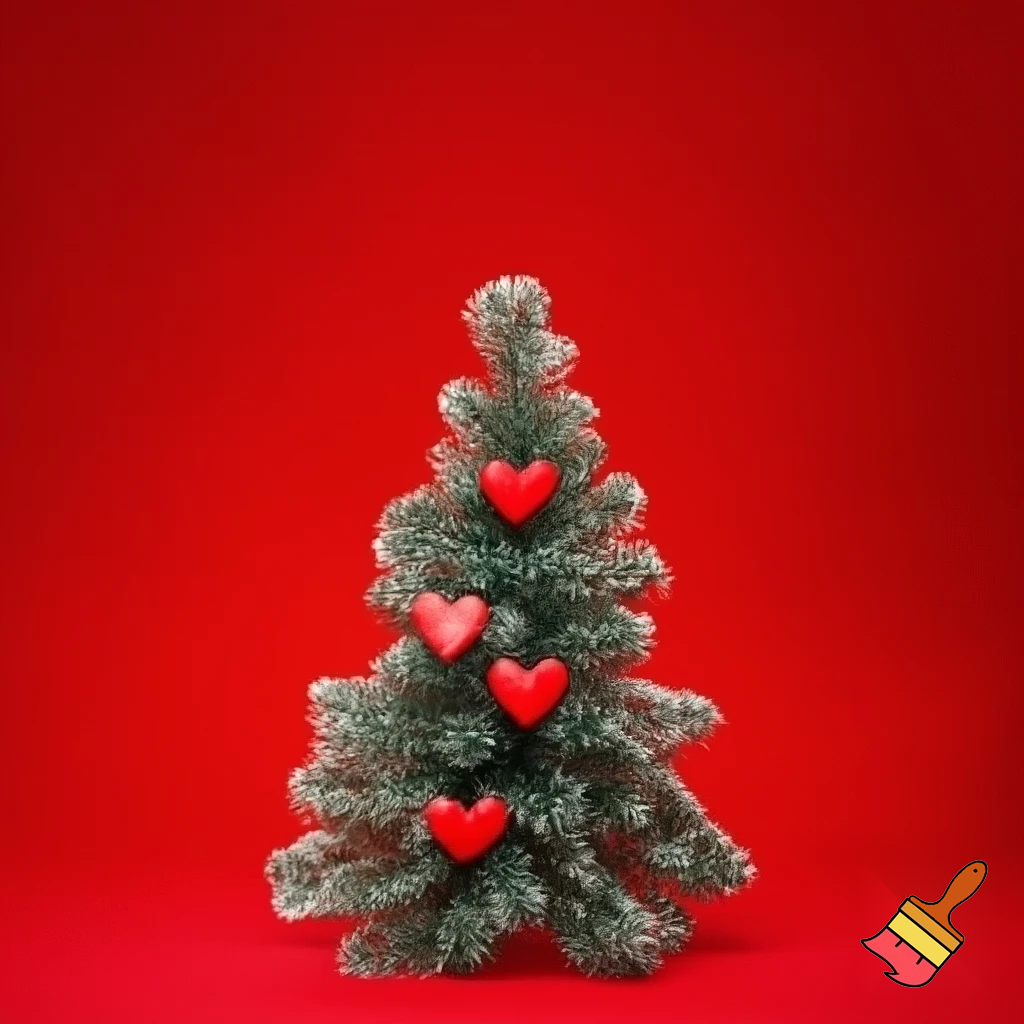 Een liefdeskoppel onherkenbaar rode achtergrond kerstboom