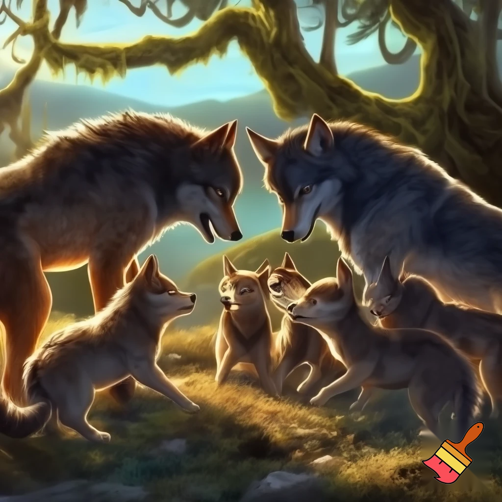Family from two wolves 