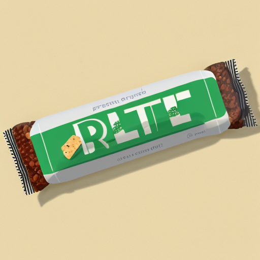 generate an image of a protein bar which is yellow and green with the words little bits on it