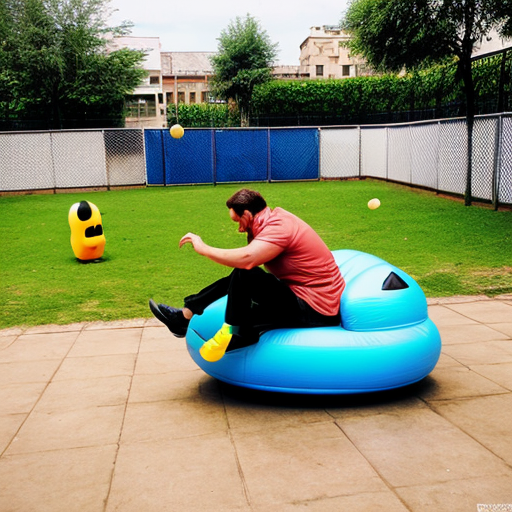 wolf from nu pogodi seat and bouncing on space hopper on park
