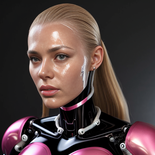 realistic robot woman to latex skin 
