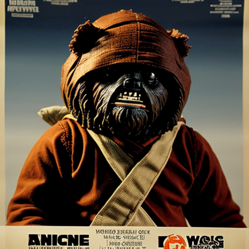 Ewok poster to advertise a ewok action figure
