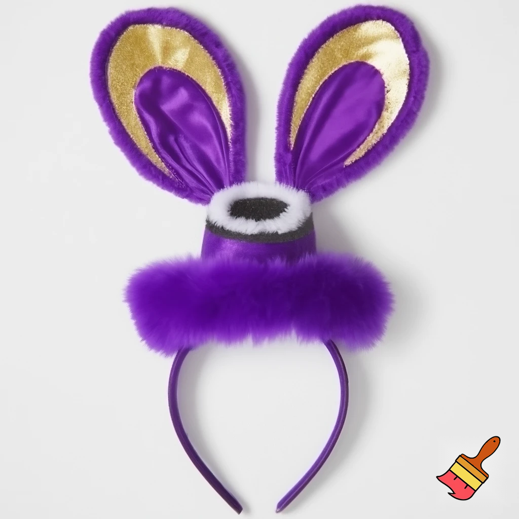  Purple and white Easter bunny headband top hat headband with gold