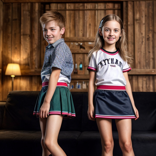 Boys skirts and playing with girls and chalet