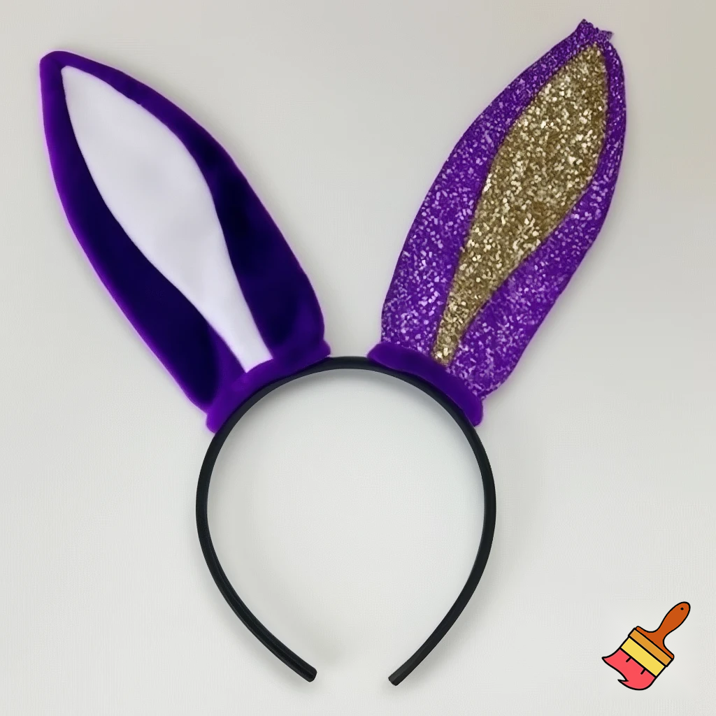 Special top hat headband Easter headband with rabbit, ears, purple and white purple and white with glitter velvet golden purple and white with glitter silver