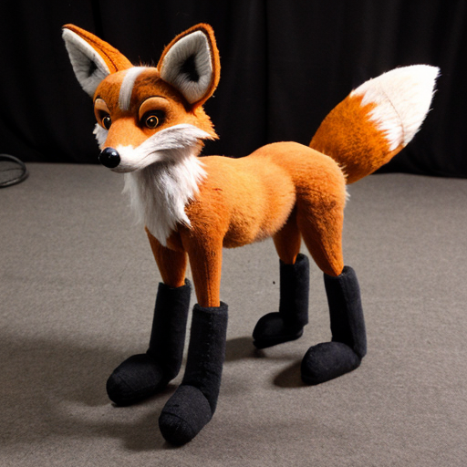 Un zorro animatronico con pelo a dos patas
