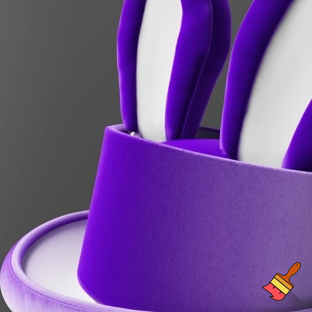 Easter top hat with headband, Easter bunny ears, purple and white velvet and fabric purple and white