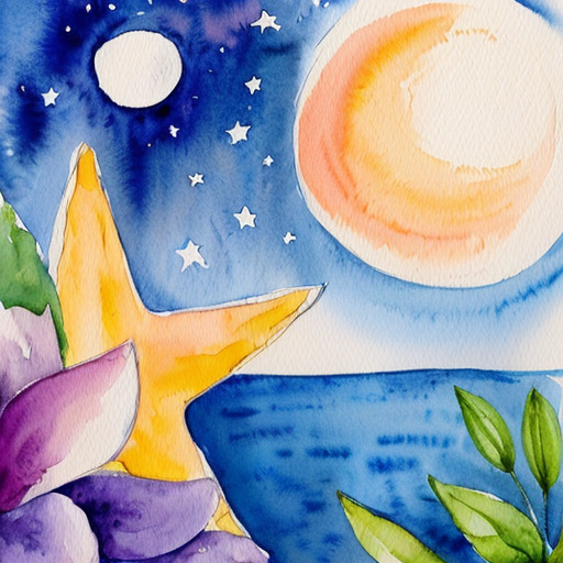 Star and a moon funky style cartoon