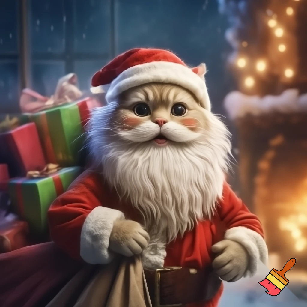 3d cat santa claus