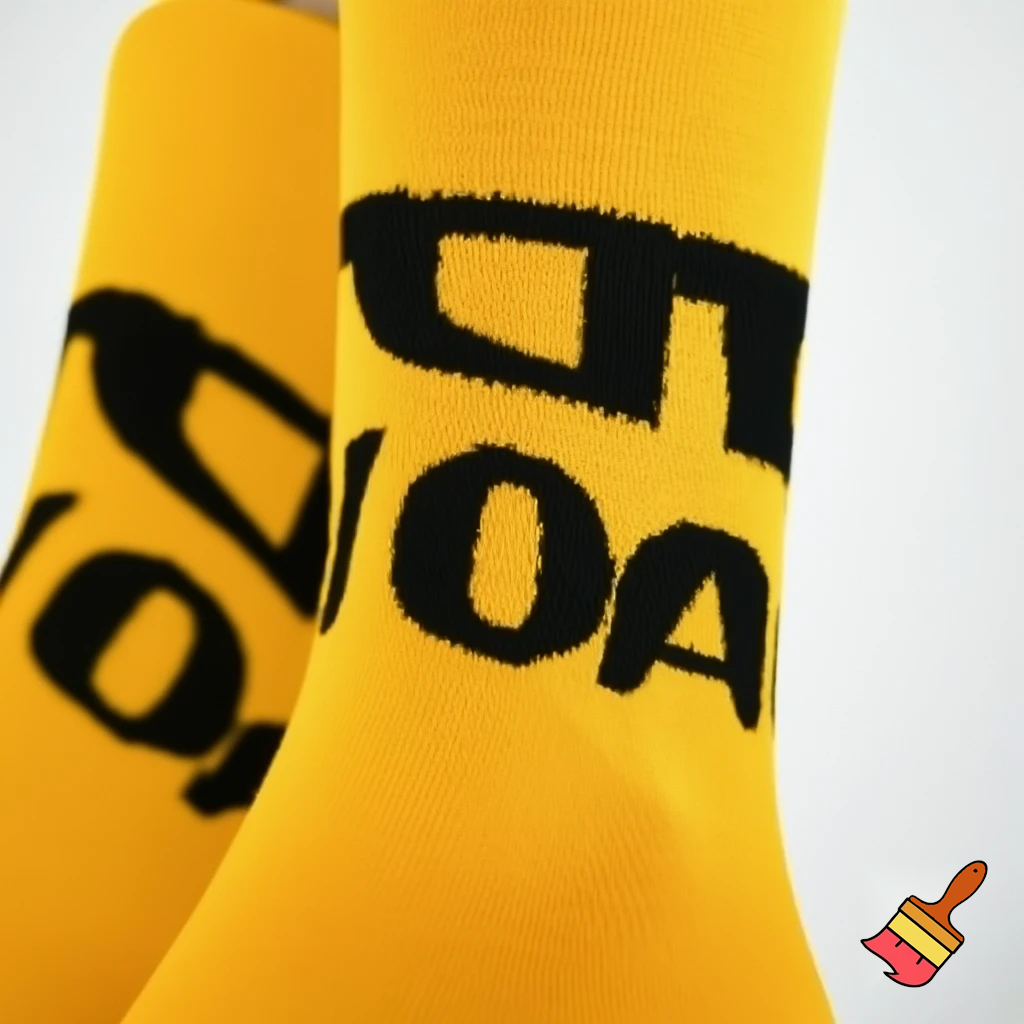 yellow-goldish socks with SLC in black on them
