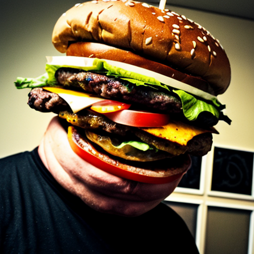 evil angry burger man scary