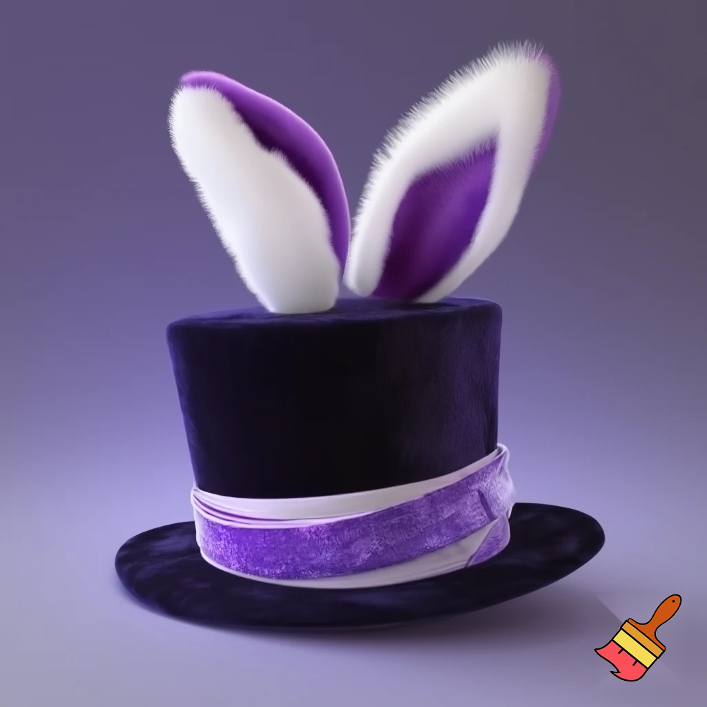 Black top hat with bunny ears velvet white and purple purple and white headband fabric and velvet glitter, purple and pink special present true special and delicate velvet white purple Easter bunny is bunny top hat velvet?