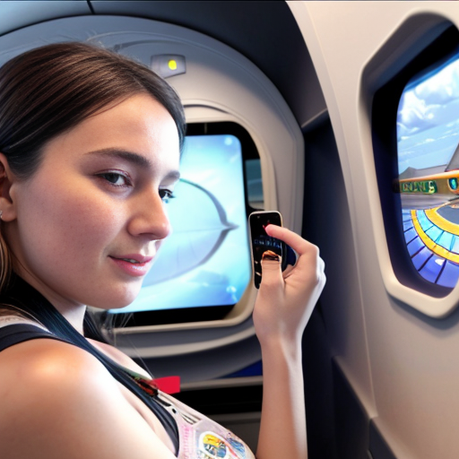 Goretzka play game on apple phone and Vanessa play game on apple phone at the plane