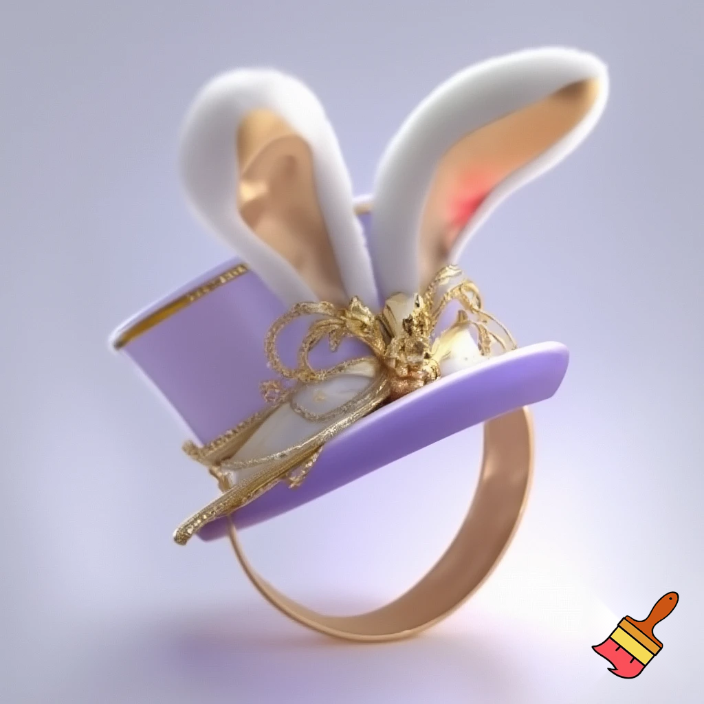 Easter bunny top hat headband, purple and white with gold