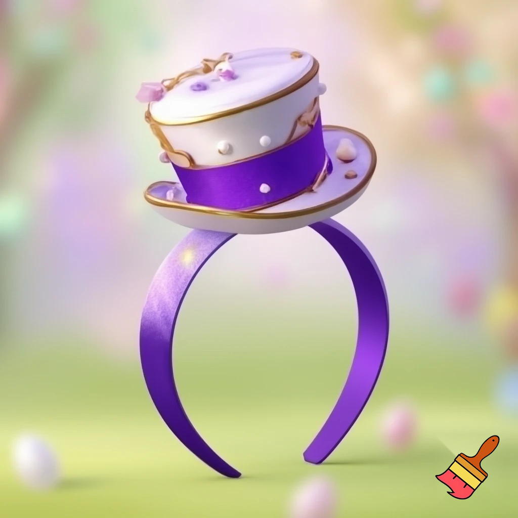 Easter hat headband, top hat headband, purple and white with gold