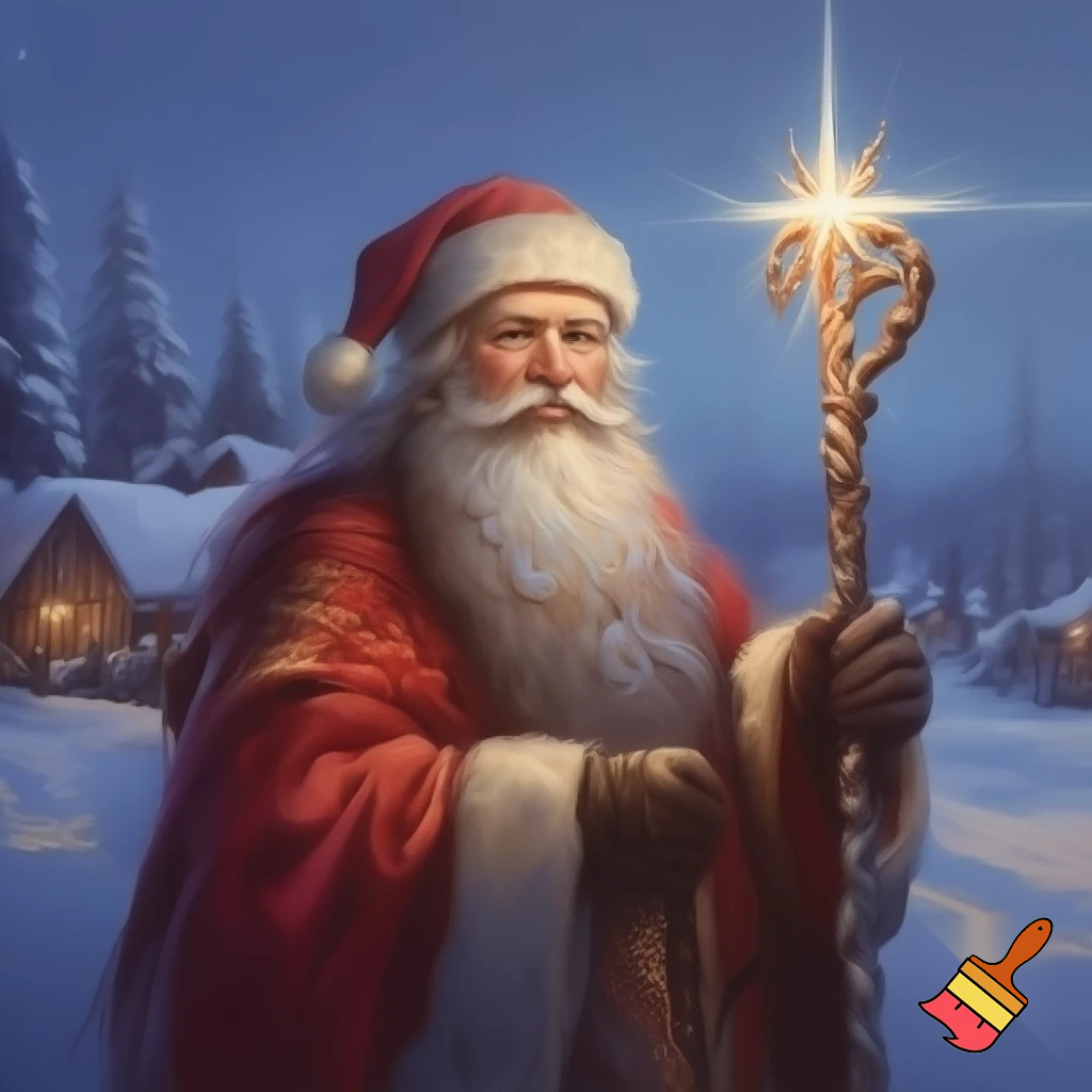 Russian walking stick Santa Claus star