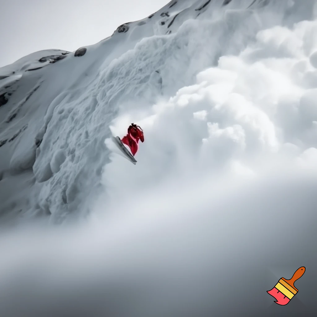 snowboarder in an avalanche
