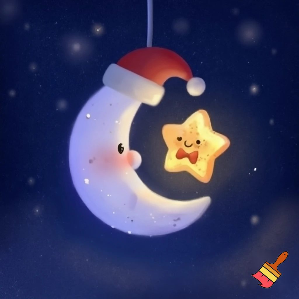 Star and moon christmas cartoon