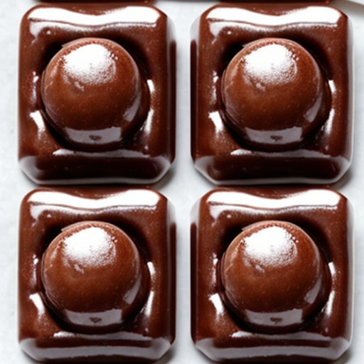 four square-shaped chocolate pieces off of  a chocolate bar