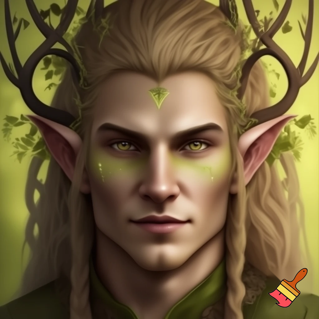  male wood elf circle of the stars druid pale skin blond hair hazel eyes