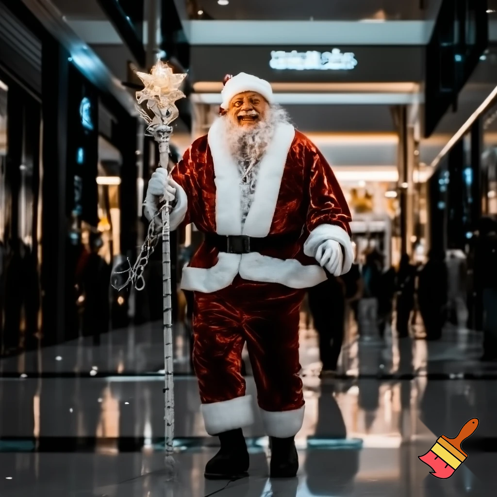 Santa Claus magic walking stick staff Russia shopping Centre Australia shopping immune in a star
