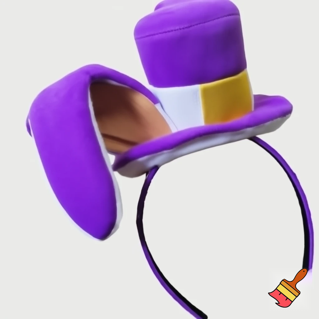 Easter bunny top hat headband, purple and white with gold