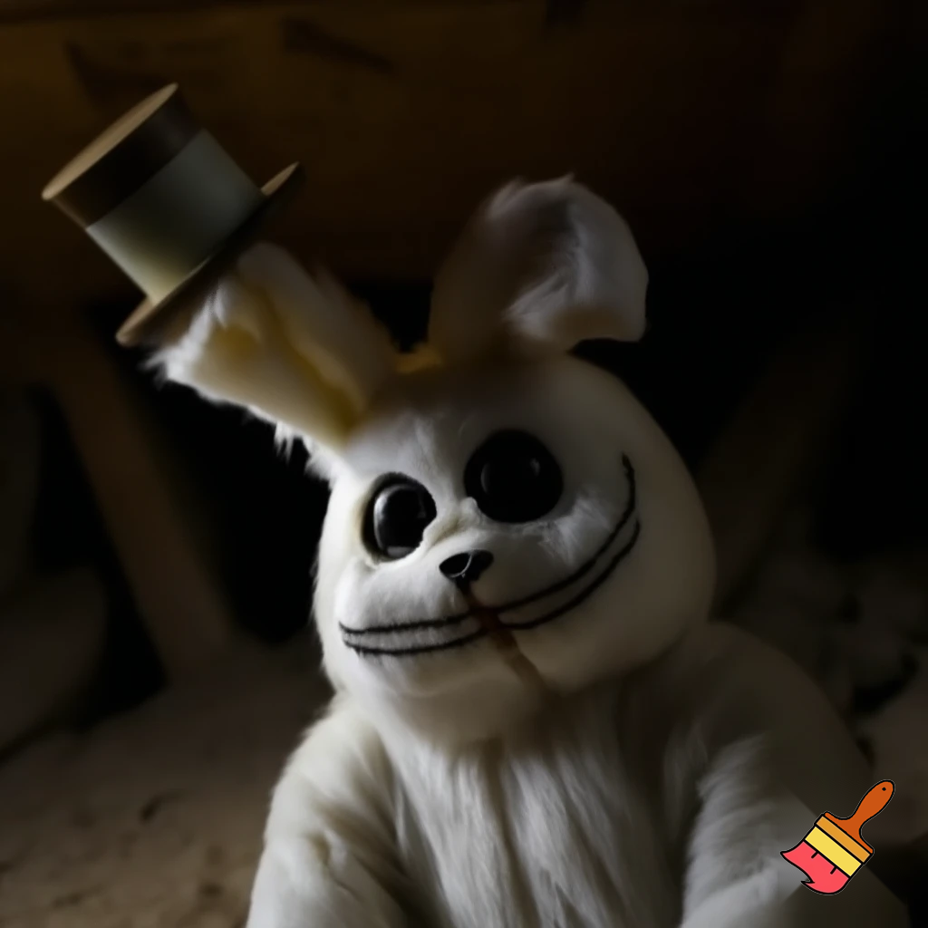 Easter bunny mascot top hat costumes🏰🚪 Easter bunny creepy toy
