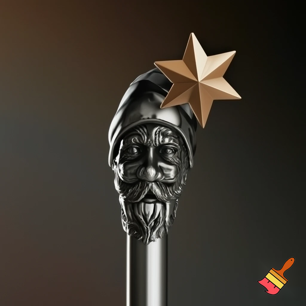 Russian Santa Claus walking stick with a star Santa Claus the real Santa Claus metal